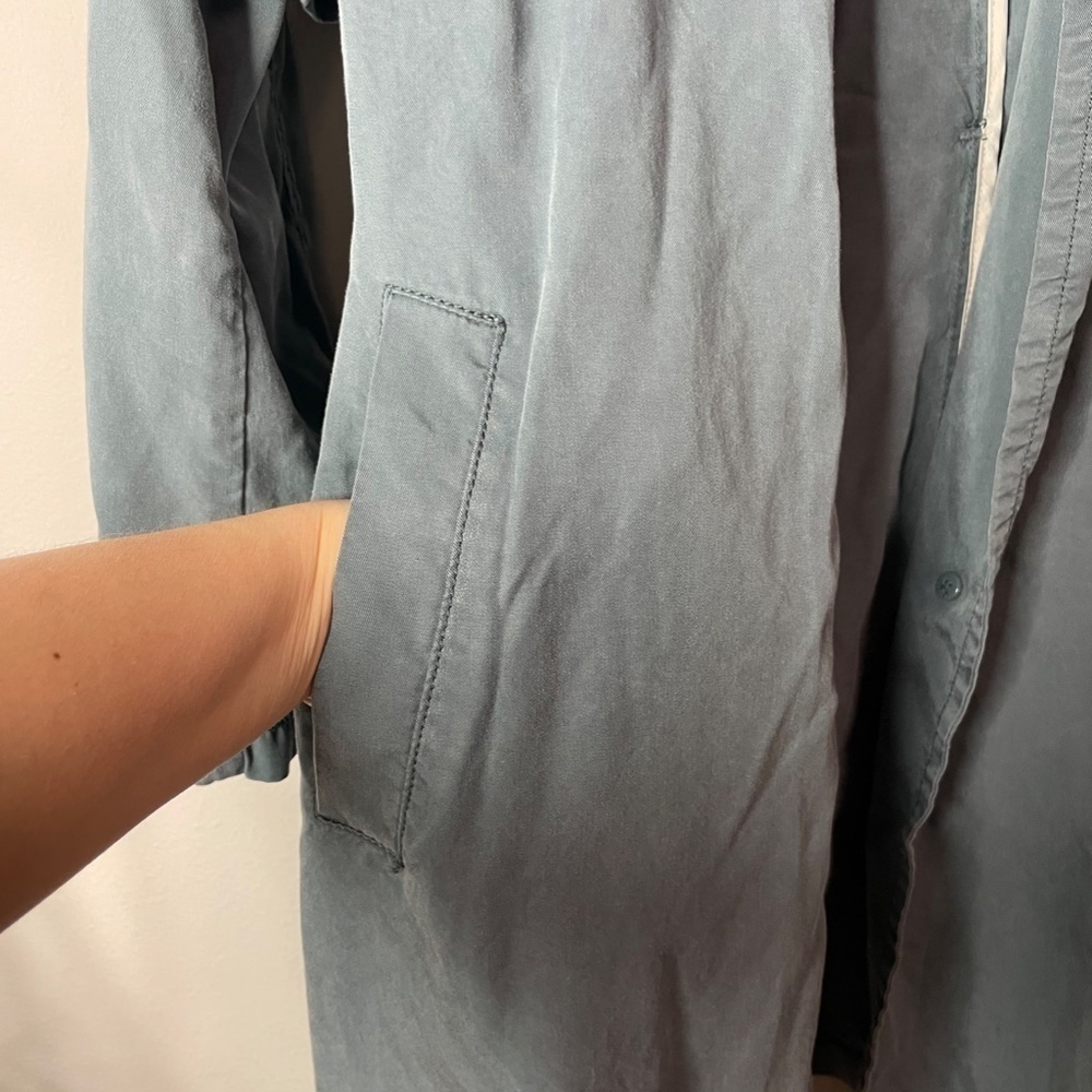 7 For all Mankind Blue Lightweight Trench Coat - Picture 7 of 12